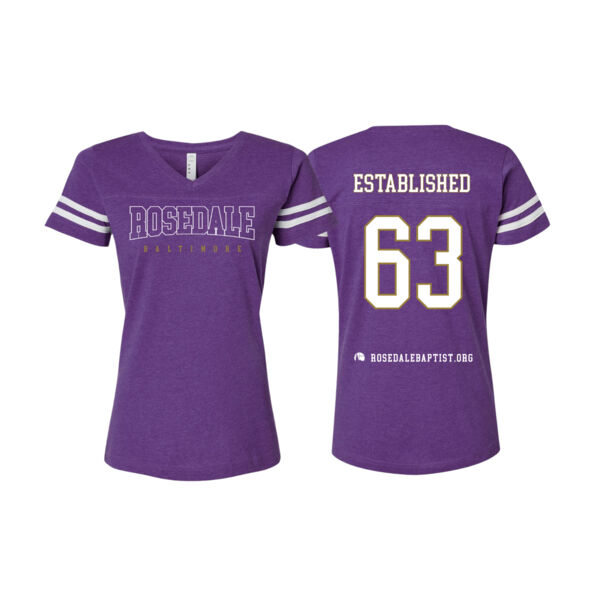 Rosedale - Women's Football V-Neck Fine Jersey Tee Thumbnail